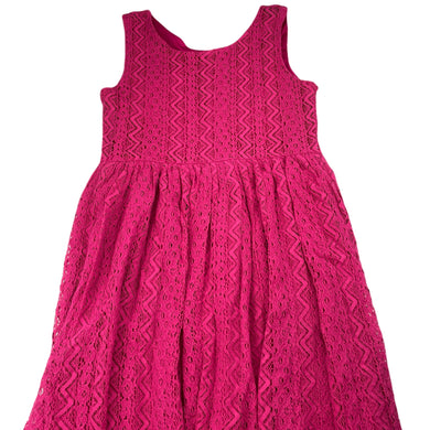 Girls Pumpkin Patch, lined pink lace party dress, GUC, size 12, L: 80cm at front