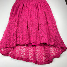 Load image into Gallery viewer, Girls Pumpkin Patch, lined pink lace party dress, GUC, size 12, L: 80cm at front