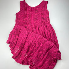 Load image into Gallery viewer, Girls Pumpkin Patch, lined pink lace party dress, GUC, size 12, L: 80cm at front