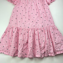 Load image into Gallery viewer, Girls Target, pink check floral cotton short sleeve dress, EUC, size 10, L: 73cm