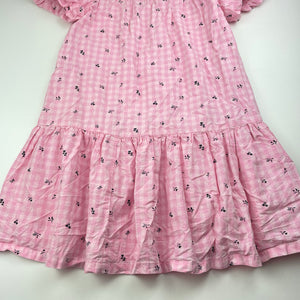 Girls Target, pink check floral cotton short sleeve dress, EUC, size 10, L: 73cm