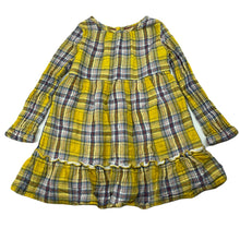 Load image into Gallery viewer, Girls M&amp;S, lined checked cotton long sleeve dress, GUC, size 3-4, L: 47cm