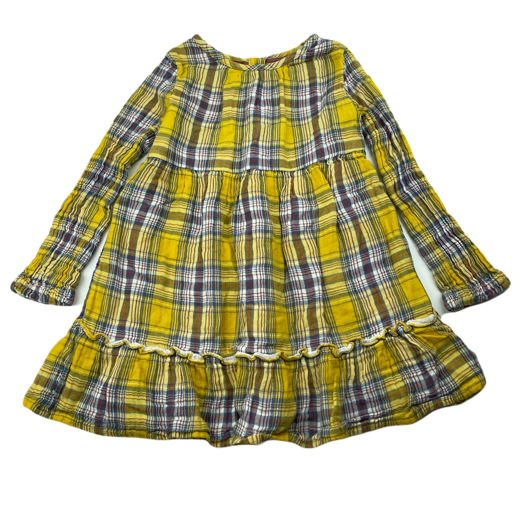 Girls M&S, lined checked cotton long sleeve dress, GUC, size 3-4, L: 47cm