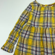 Load image into Gallery viewer, Girls M&amp;S, lined checked cotton long sleeve dress, GUC, size 3-4, L: 47cm