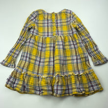 Load image into Gallery viewer, Girls M&amp;S, lined checked cotton long sleeve dress, GUC, size 3-4, L: 47cm