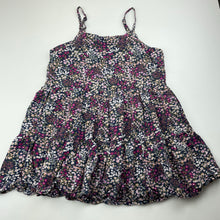 Load image into Gallery viewer, Girls Target, navy foral viscose / linen summer dress, GUC, size 7, L: 62cm