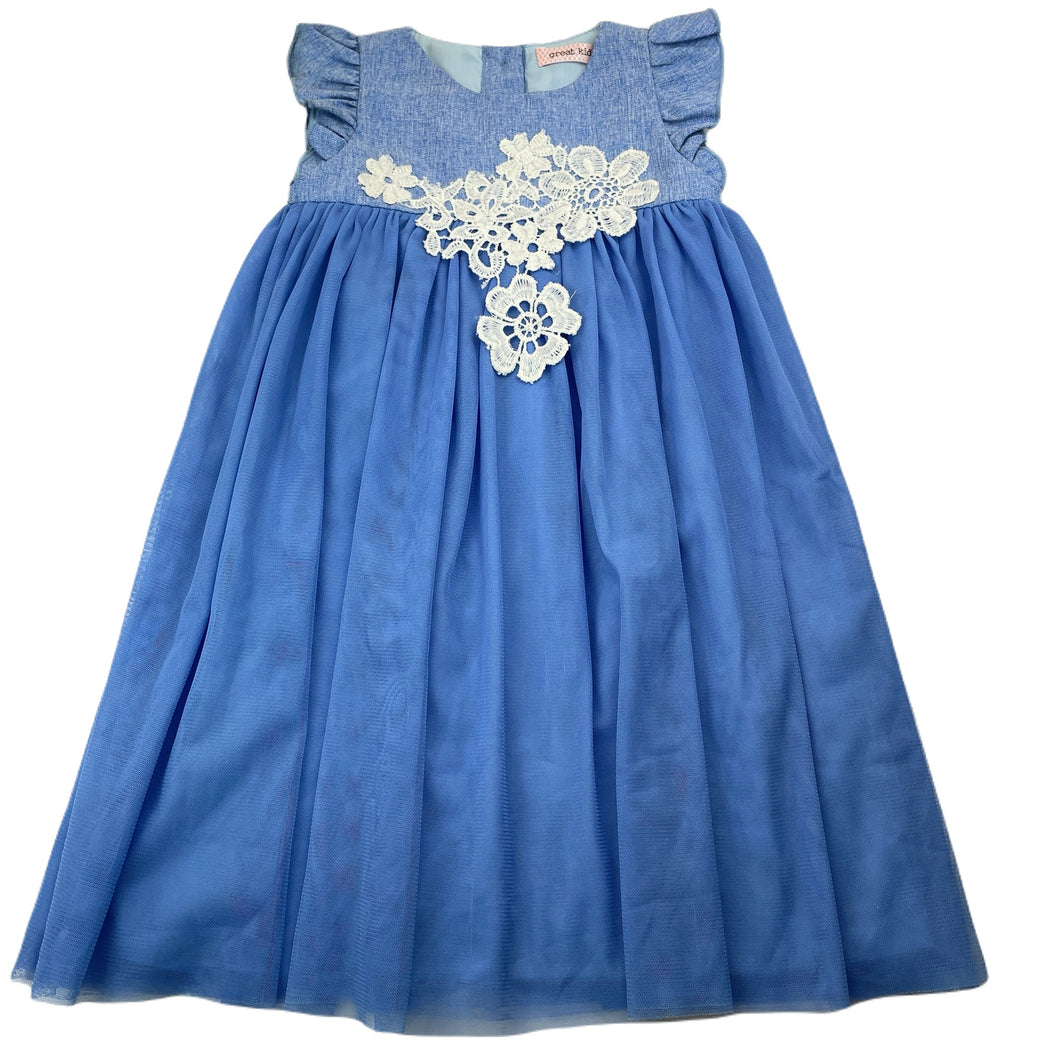 Girls Great Kids, lined tulle & floral lace party / formal dress, GUC, size 2, L: 59cm