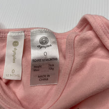 Load image into Gallery viewer, Girls Dymples, pink cotton bodysuit / romper, rabbit, FUC, size 0,  