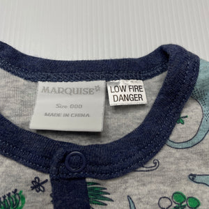 Boys Marquise, cotton romper, dinosaurs, GUC, size 000,  