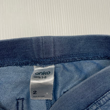 Load image into Gallery viewer, Girls Anko, blue stretchy denim leggings, elasticated, Inside leg: 28cm, FUC, size 2,  