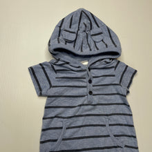 Load image into Gallery viewer, Boys Anko, blue stripe hooded romper, FUC, size 00,  