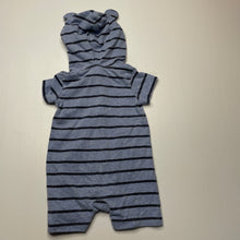Load image into Gallery viewer, Boys Anko, blue stripe hooded romper, FUC, size 00,  