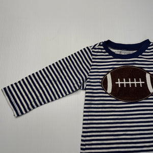 Boys First Impressions, navy stripe cotton long sleeve top, GUC, size 12 months,  