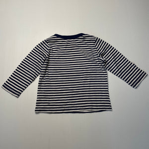 Boys First Impressions, navy stripe cotton long sleeve top, GUC, size 12 months,  