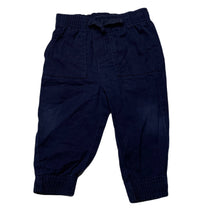 Load image into Gallery viewer, Boys navy, cotton pants / bottoms, elasticated, Inside leg: 21.5cm, GUC, size 12 months,  