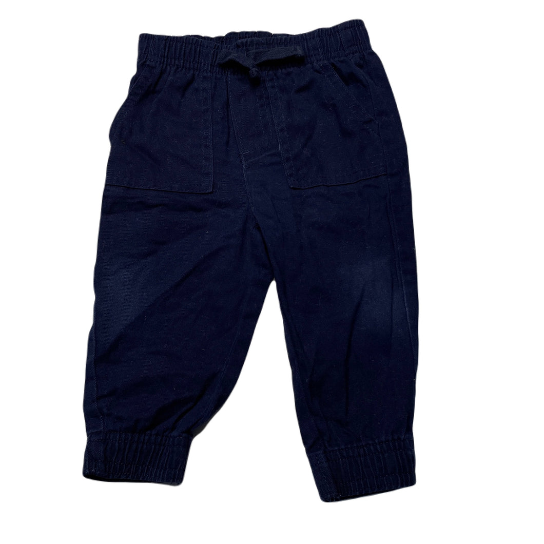 Boys navy, cotton pants / bottoms, elasticated, Inside leg: 21.5cm, GUC, size 12 months,  