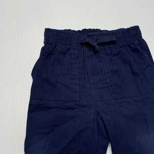 Boys navy, cotton pants / bottoms, elasticated, Inside leg: 21.5cm, GUC, size 12 months,  