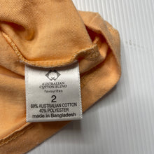 Load image into Gallery viewer, Girls Favourites, orange Aust cotton blend top, GUC, size 2,  