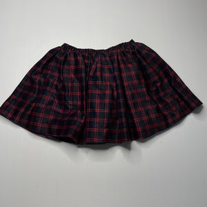 Girls checked, cotton lined skirt, elasticated, L: 30cm, EUC, size 5,  