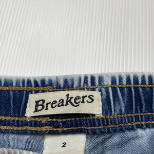 Boys Breakers, distressed stretch denim shorts, elasticated, FUC, size 2,  