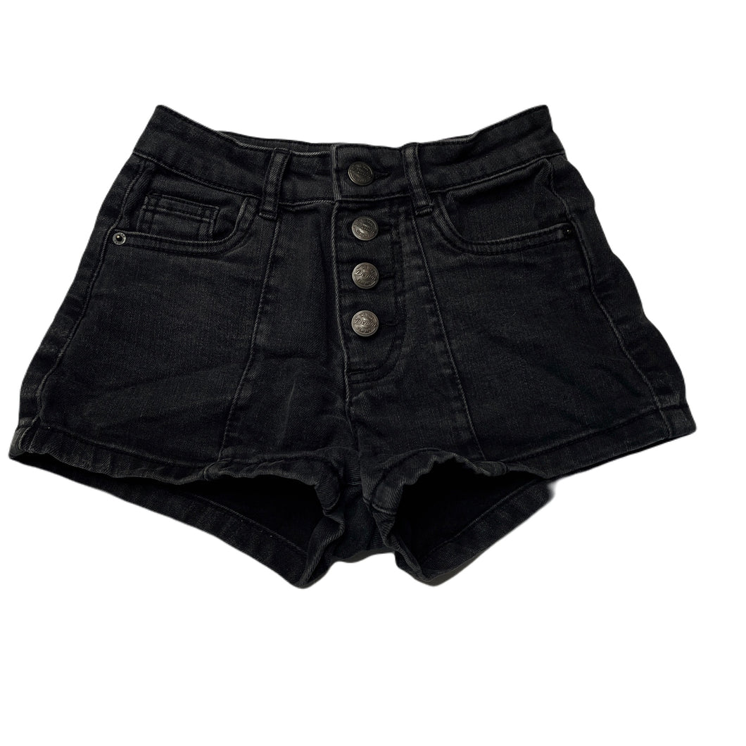 Girls 1964 Denim Co, black stretch denim shorts, W: 26.5cm across unstretched, GUC, size 8,  