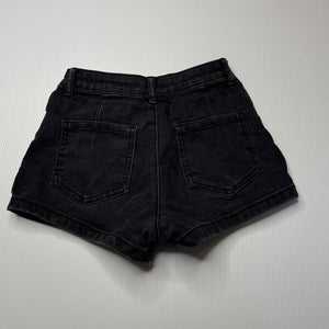 Girls 1964 Denim Co, black stretch denim shorts, W: 26.5cm across unstretched, GUC, size 8,  
