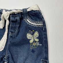Load image into Gallery viewer, Girls Mini Mango, blue denim shorts, elasticated, GUC, size 2,  