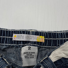 Load image into Gallery viewer, Girls Mini Mango, blue denim shorts, elasticated, GUC, size 2,  