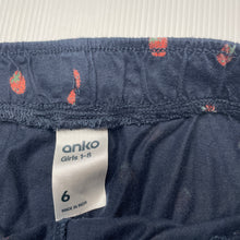 Load image into Gallery viewer, Girls Anko, navy cotton shorts, elasticated, EUC, size 6,  