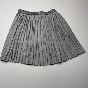 Girls Lily & Dan, grey/silver pleated skirt, elasticated, L: 38cm, FUC, size 9-10,  