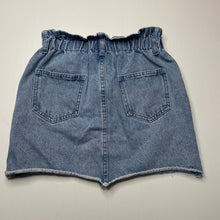 Load image into Gallery viewer, Girls Tilii, distressed denim skirt, elasticated, L: 34cm, GUC, size 10,  