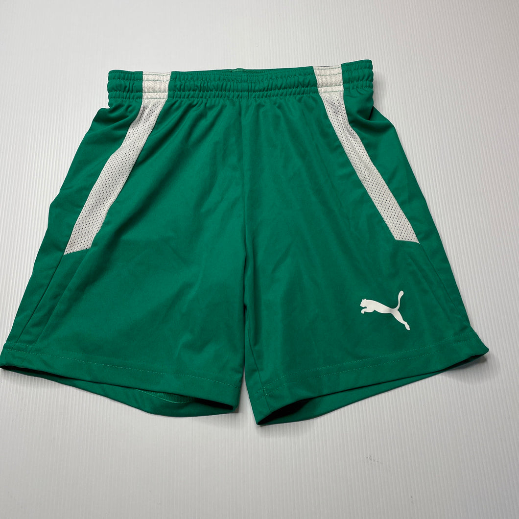 unisex Puma, green sports / activewear shorts, elasticated, FUC, size 7-8,  