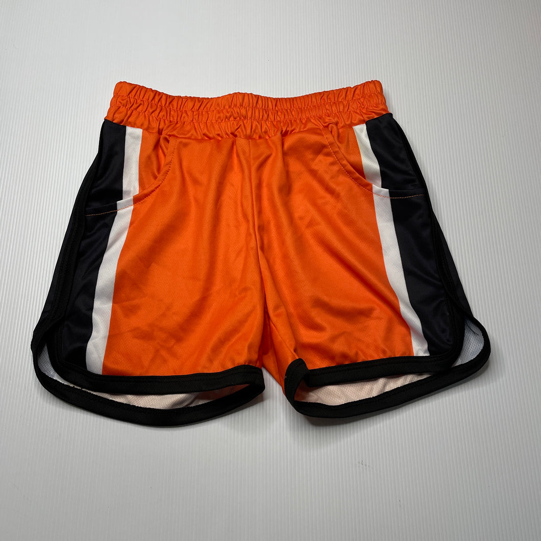 Boys orange, sports / activewear shorts, elasticated, W: 28cm across unstretched, EUC, size 7-8,  