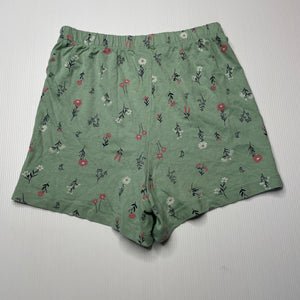 Girls Anko, green floral cotton pyjama shorts, EUC, size 8,  