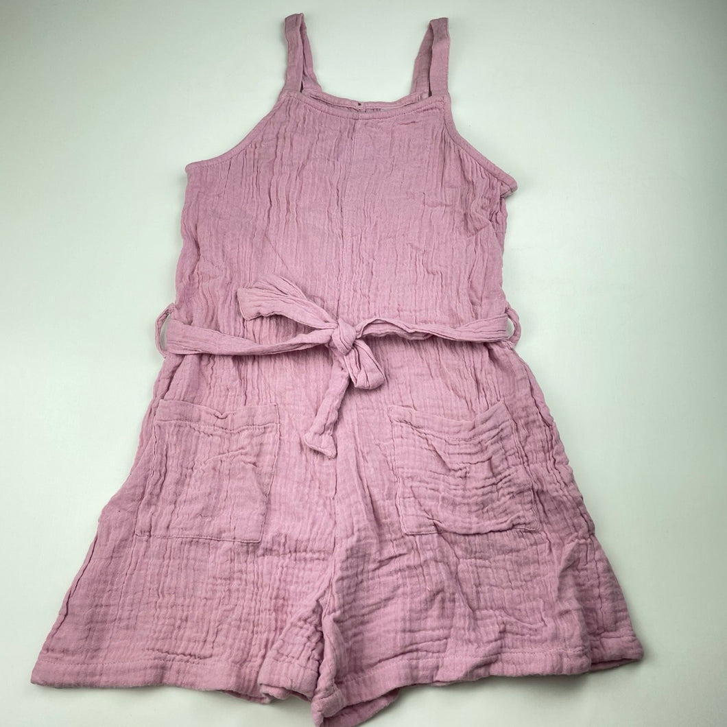 Girls Anko, pink crinkle cotton summer playsuit, GUC, size 9,  