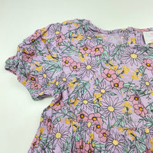 Load image into Gallery viewer, Girls Mango, purple floral viscose dress, EUC, size 5, L: 64cm