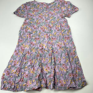 Girls Mango, purple floral viscose dress, EUC, size 5, L: 64cm