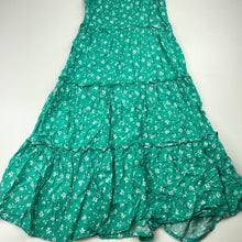 Load image into Gallery viewer, Girls Target, green floral viscose / linen summer dress, EUC, size 8, L: 83cm