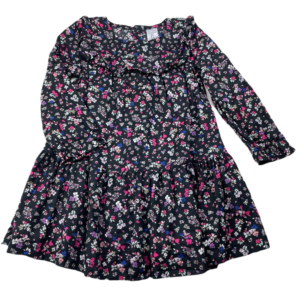 Carters, lightweight floral cotton long sleeve dress, EUC, size 2, L: 46cm  – DaisyChainClothing