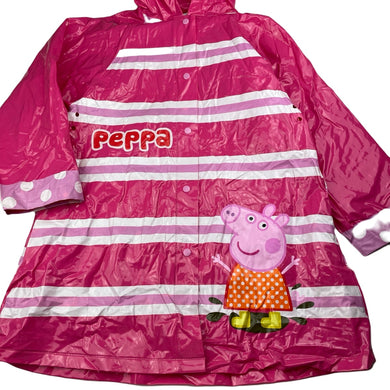 Girls Peppa Pig, PVC rain coat / jacket, L: 65cm, discolouration, FUC, size 6-7,  