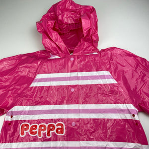 Girls Peppa Pig, PVC rain coat / jacket, L: 65cm, discolouration, FUC, size 6-7,  