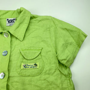Girls Pumpkin Patch, vintage linen / cotton shirt / top, L: 43cm, armpit to armpit: 37cm, EUC, size 3-5,  