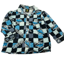 Load image into Gallery viewer, Boys NRL Supporter, Cronulla Sharks flannel cotton pyjama top, FUC, size 3,  