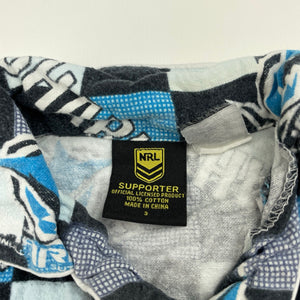 Boys NRL Supporter, Cronulla Sharks flannel cotton pyjama top, FUC, size 3,  