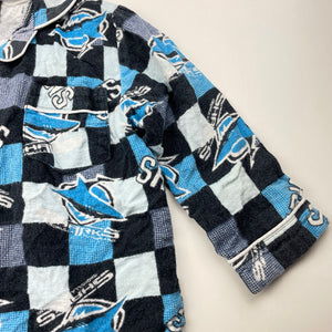 Boys NRL Supporter, Cronulla Sharks flannel cotton pyjama top, FUC, size 3,  