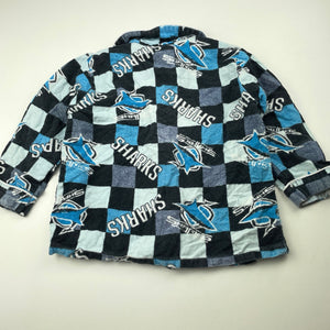 Boys NRL Supporter, Cronulla Sharks flannel cotton pyjama top, FUC, size 3,  