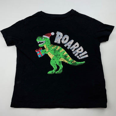 unisex Anko, cotton Christmas t-shirt / top, sequin dinosaur, EUC, size 3,  