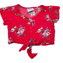 Load image into Gallery viewer, Girls Mango, floral cropped tie front top, GUC, size 7,  