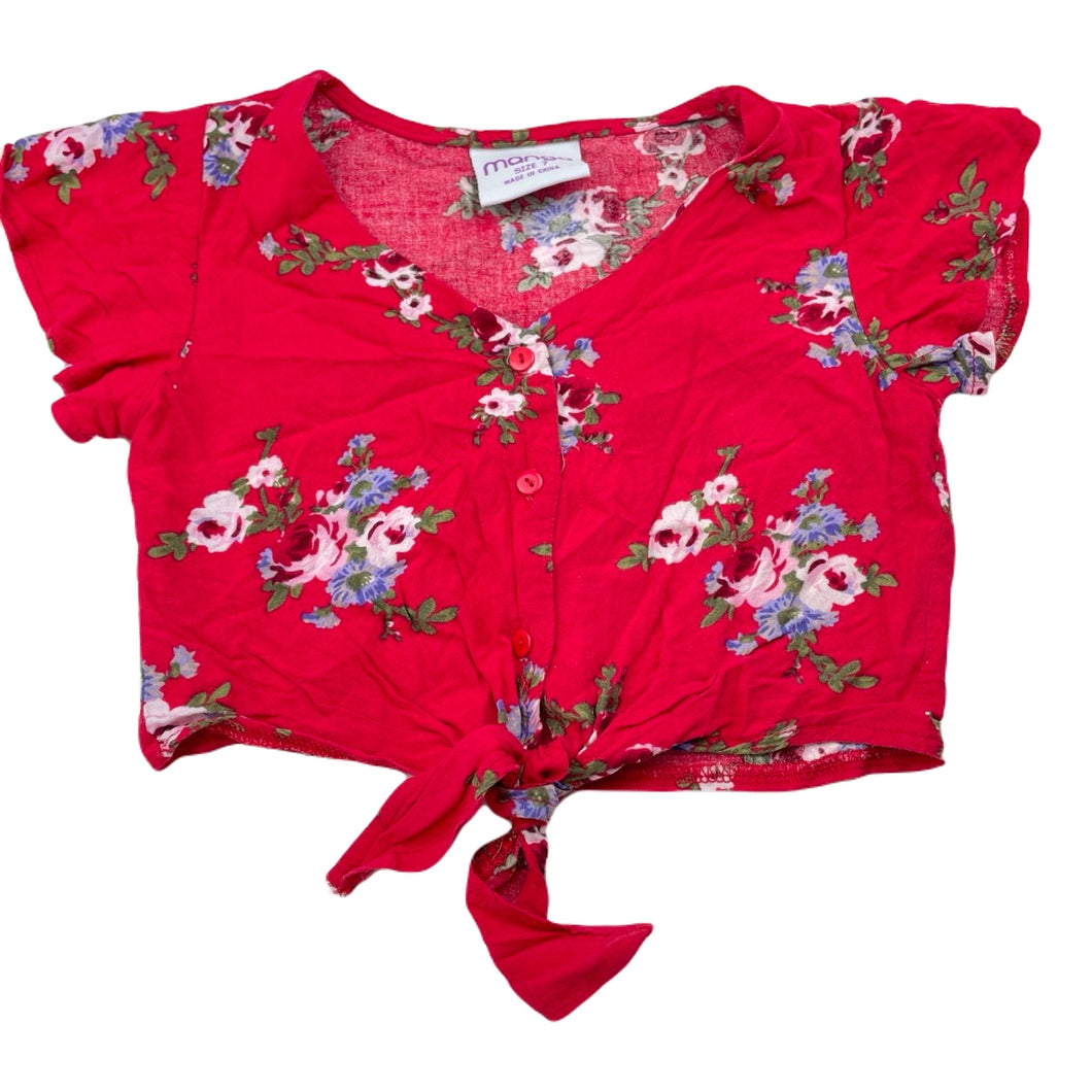 Girls Mango, floral cropped tie front top, GUC, size 7,  