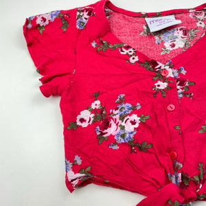 Girls Mango, floral cropped tie front top, GUC, size 7,  